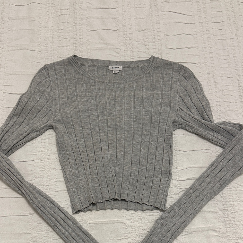 Garage Gray Ribbed Top